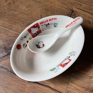 HELLO KITTY-Imported (NWT) Ceramic Oval Bowl & Soup Spoon